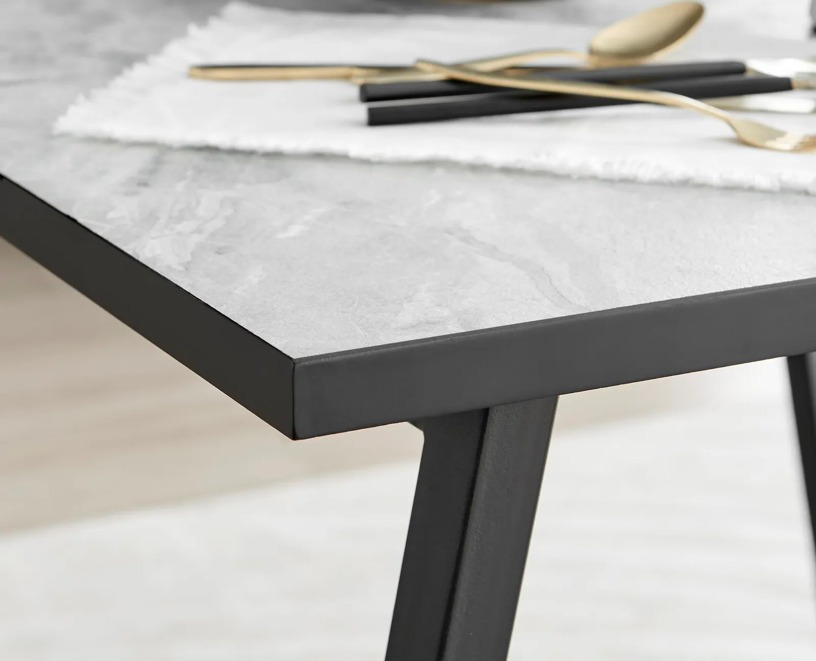 FurnitureboxUK Carson White Marble Effect Square Dining Table & 2 Faux Leather Corona Black Leg Chairs in Beige 5
