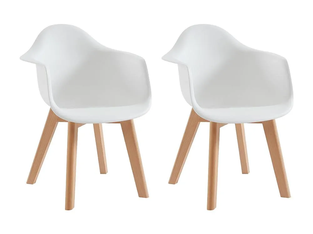 Vente-unique Set Of 2 Children's Chairs With Armrests In Polypropylene & Beech in White 4