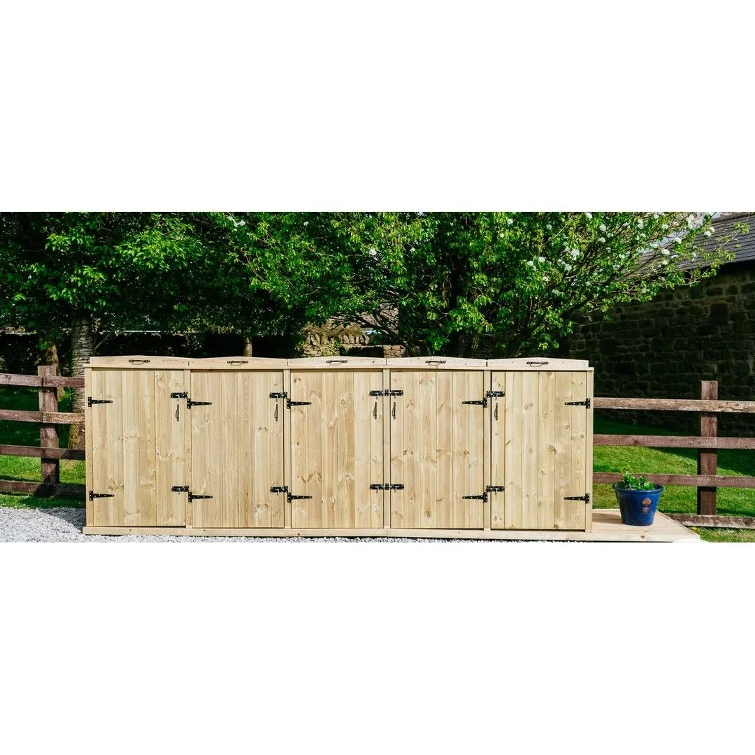 Buttercup Farm Chatburn Bin Store, Fits 3x 180L/240L Wheelie Bins & 4x Boxes in Brown 2