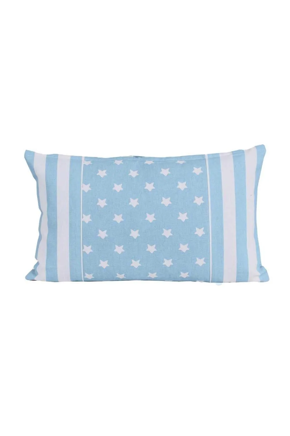 Homescapes Cotton Blue Stripe Border & Stars Cushion Cover 2