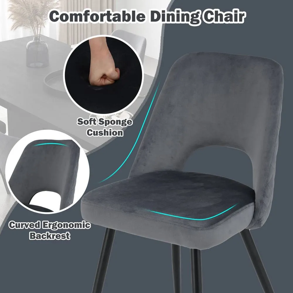 Costway Dining Chair Set of 2 Upholstered Chair Foot Pads in Grey 2