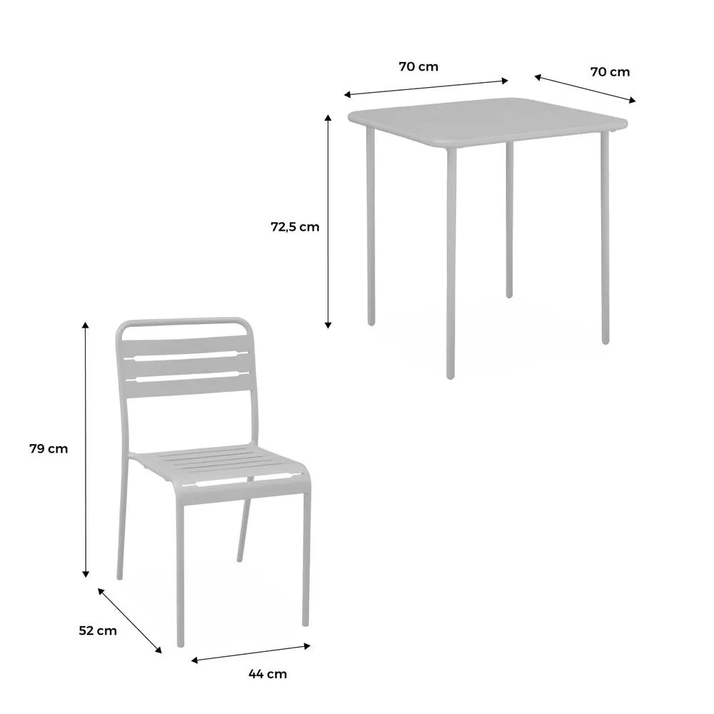 sweeek 2-seater Square Steel Garden Table Set With Chairs in Green 5