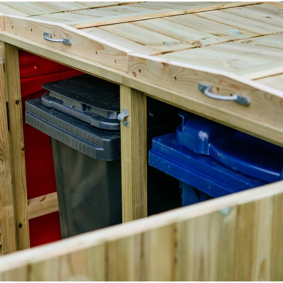 Buttercup Farm Shireburn Quad Wheelie Bin Store - Timber - Fits 4 x 140L Wheelie Bins in Brown 4