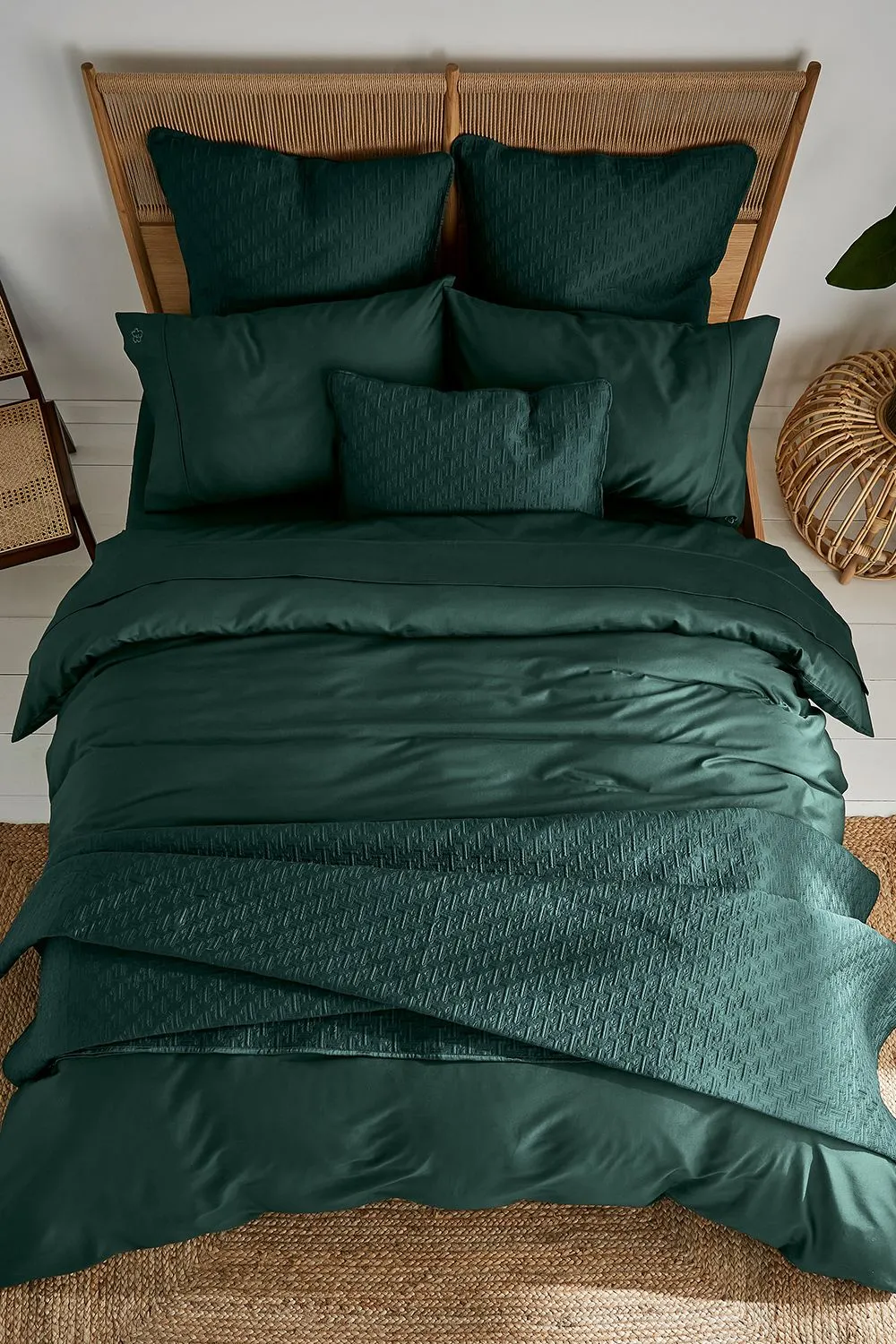 Ted Baker 'TB Plain Dye' Cotton Sateen Duvet Cover in Dark Green 2