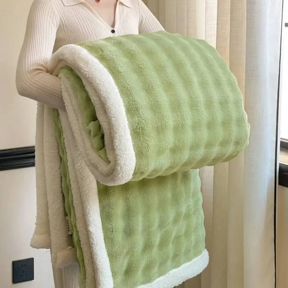 VOGREX Warm Soft Throw Reversible Sherpa Fleece Blanket 150×200cm in Green