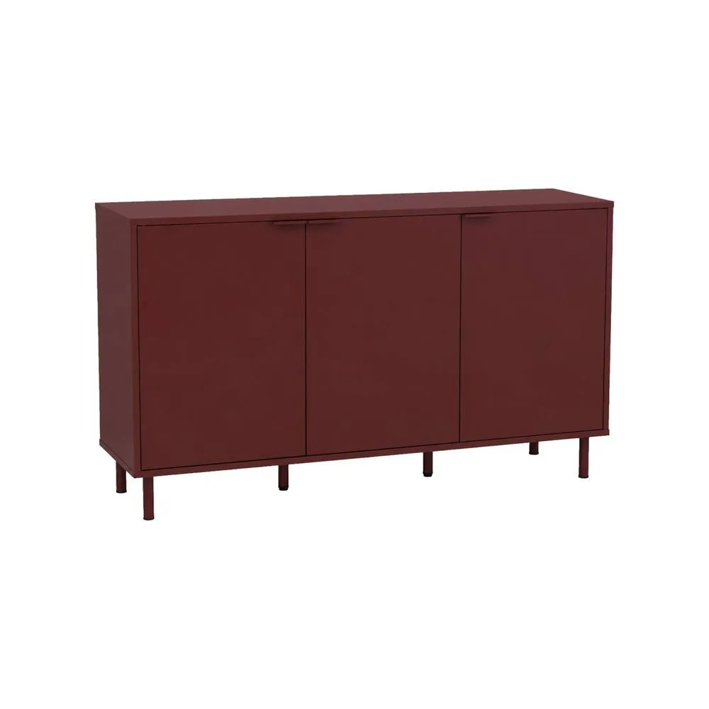 sweeek Sideboard 3 doors 120cm wood decor & metal in Burgundy 2