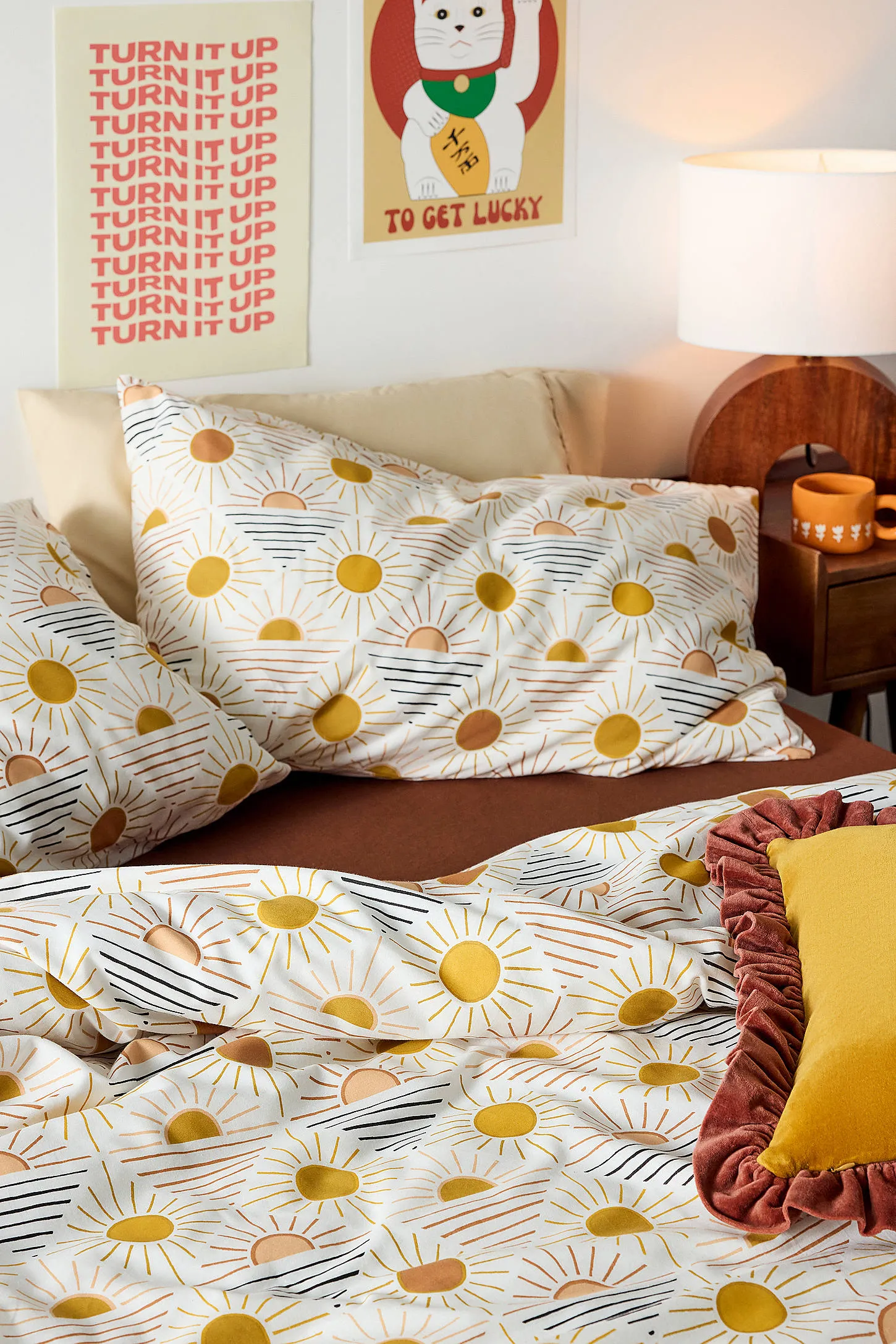 Geometric Sun Duvet Set - Orange 6