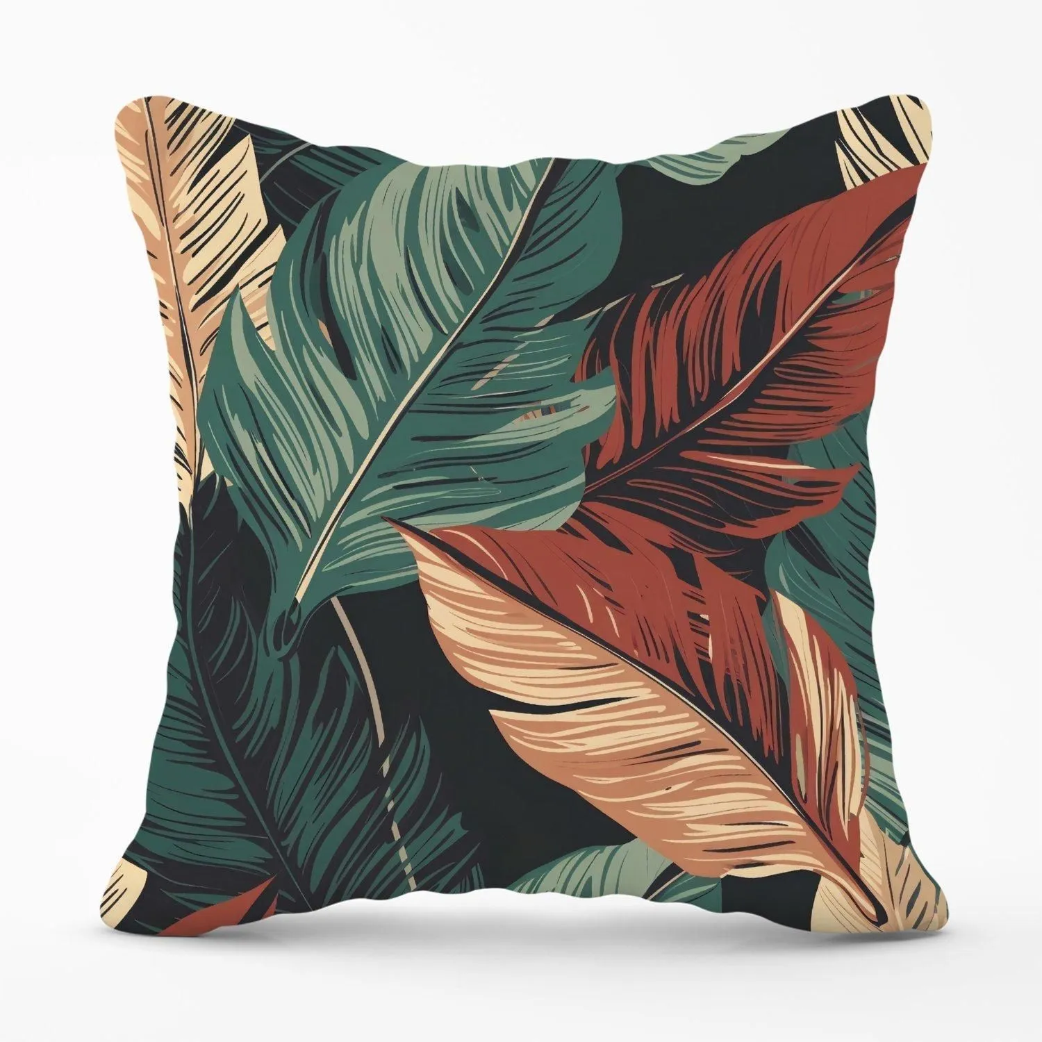Warren Reed - Designer Autumn Colour Leaves Outdoor Cushion in Green