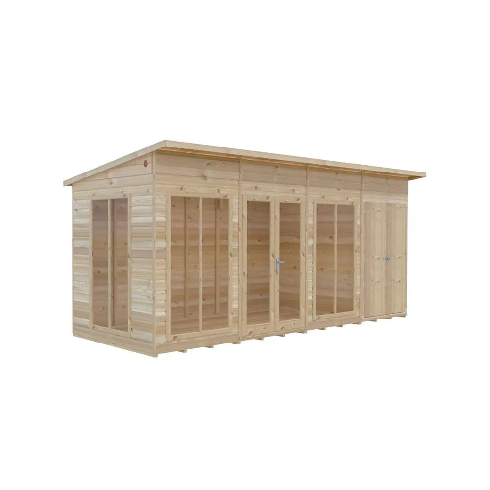 Shires Lela 16x6 Summerhouse including Storage - L185.8 x W476 x H228.4 cm in Light Brown 3