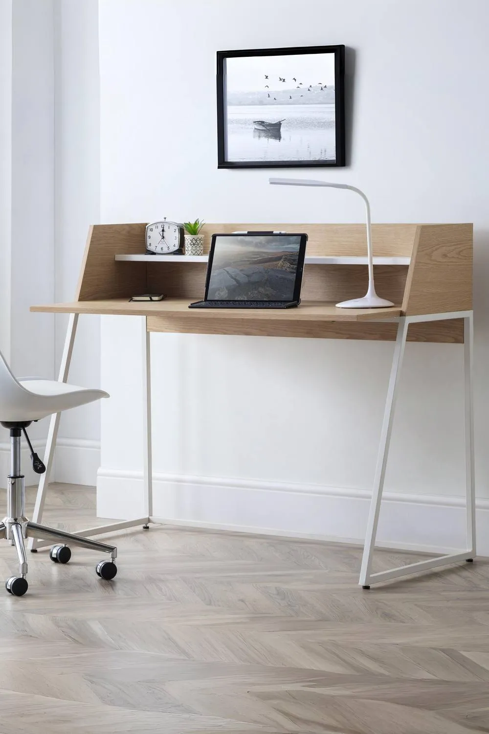 Julian Bowen Palmer Desk with Shelf in Light Oak
