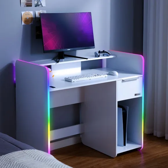 X Rocker Electra Desk with Wireless Charging and LED Lights