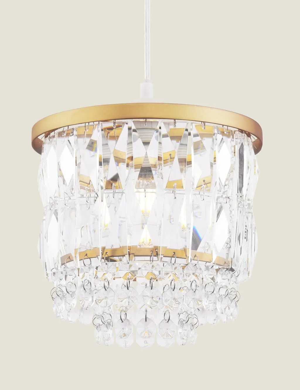 Laura Ashley Rhosill Faceted Glass Easy Fit Pendant Light Antique Brass