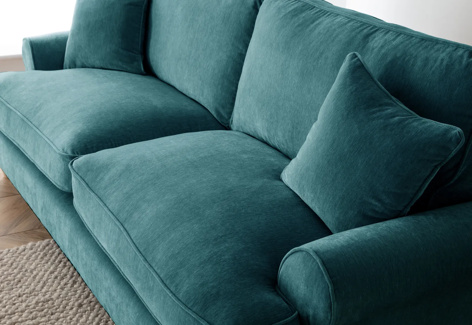 The Great Sofa Company Ezra 2 Seater Textured Velvet Sofa - Scroll Arm in Emerald 5