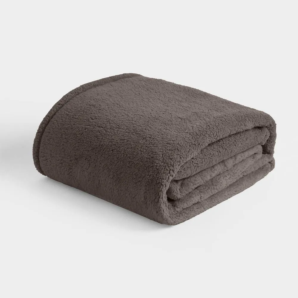 OHS Large Teddy Fleece Throw Blanket in Dark Grey