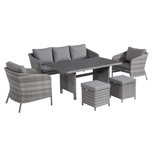 Levisham Garden Sofa Dining Set in Grey Weave and Grey Fabric