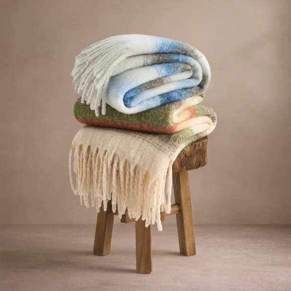 Timeless Ombre Stripe Faux Mohair Throw Blanket 130cm x 180cm 6
