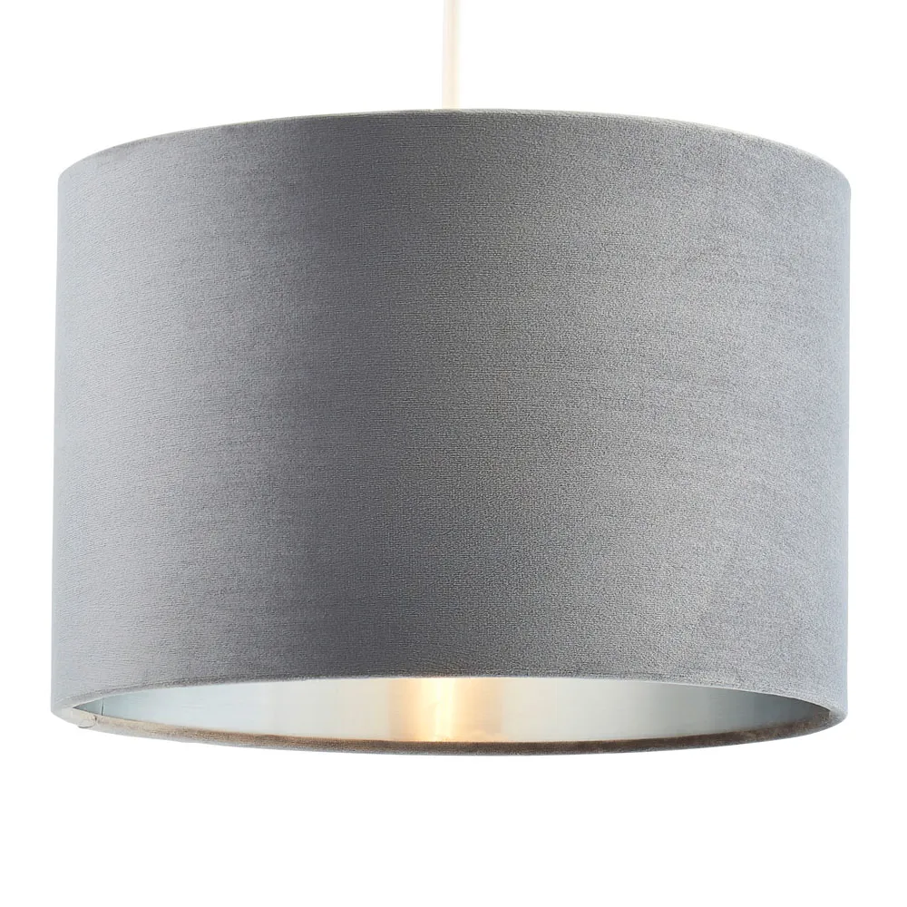 Velvet 30cm Easyfit Shade, Grey and Satin Nickel 1