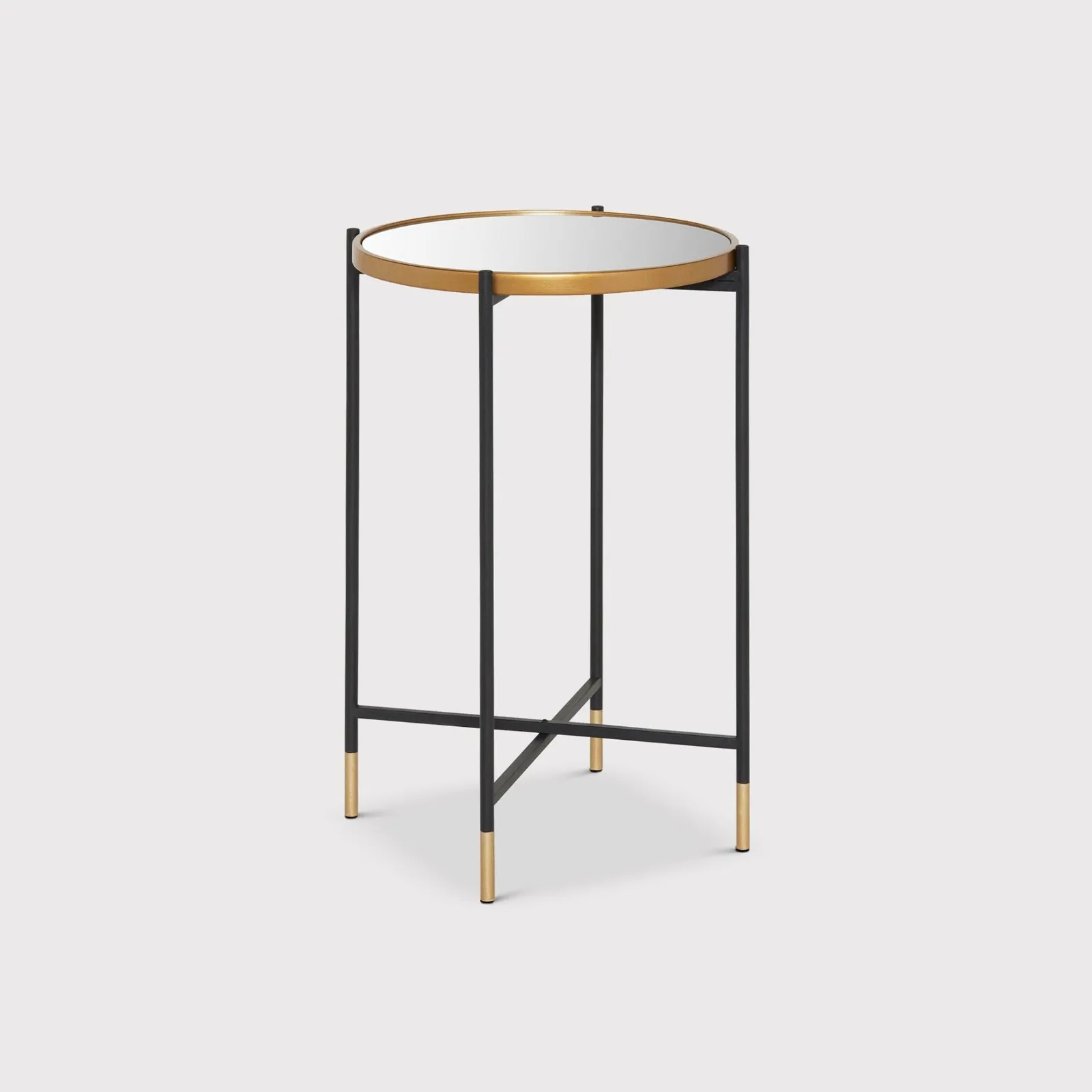 Tall Mirror Top Side Table, Black Metal | Barker & Stonehouse