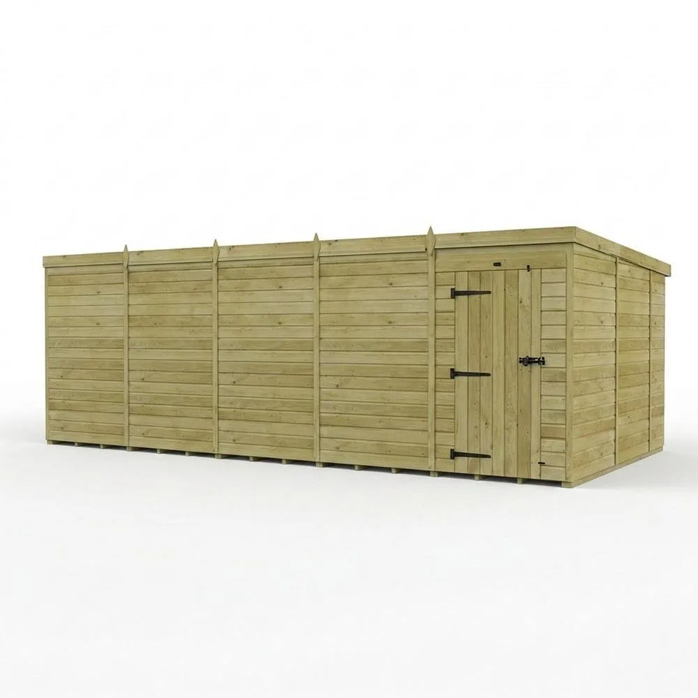 Buttercup Farm 20ft x 10ft Pent Garden Shed Single Door No Windows - Timber in Brown