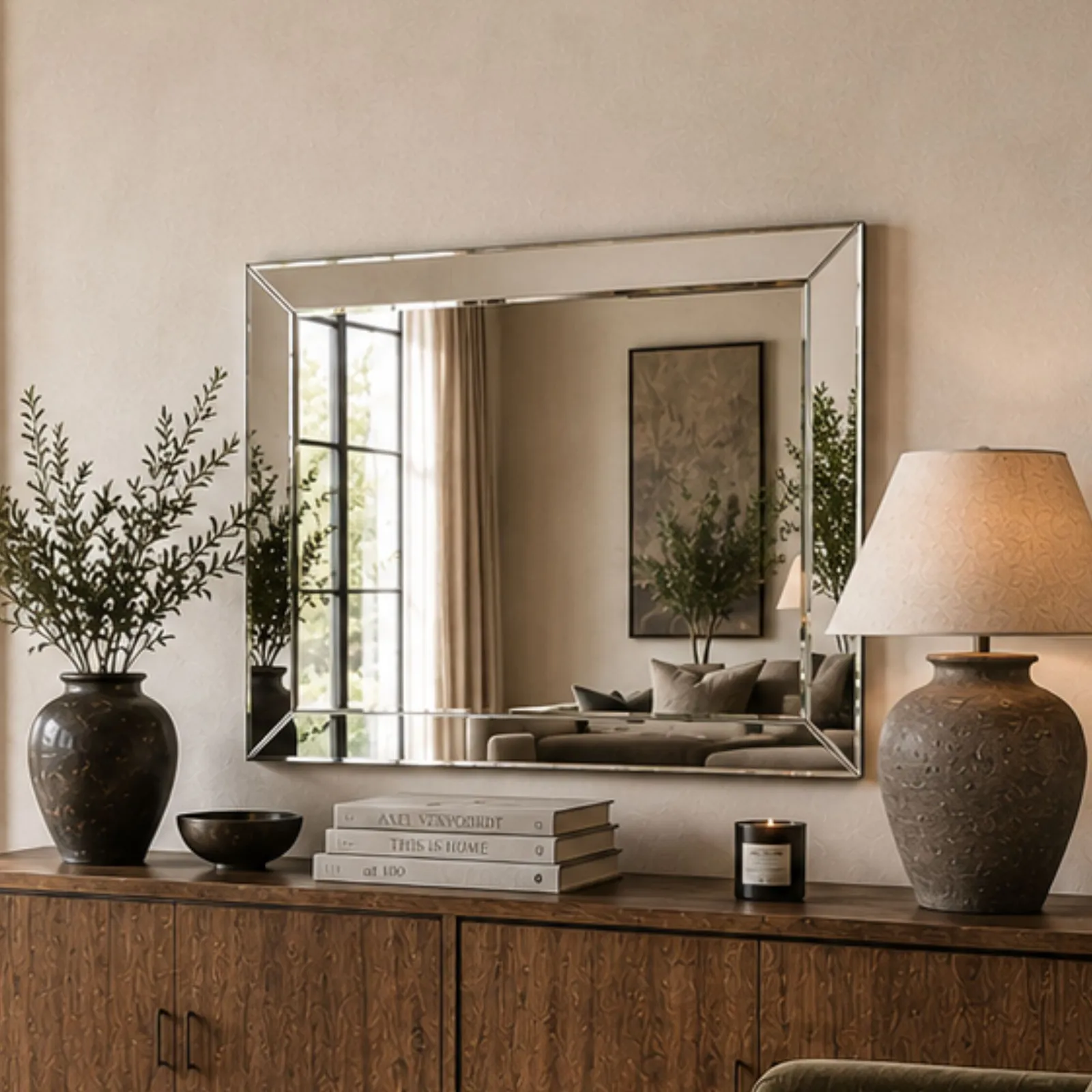 Yearn Mirrors Contemporary Angled Wall Mirror 90x60cm in Clear 2