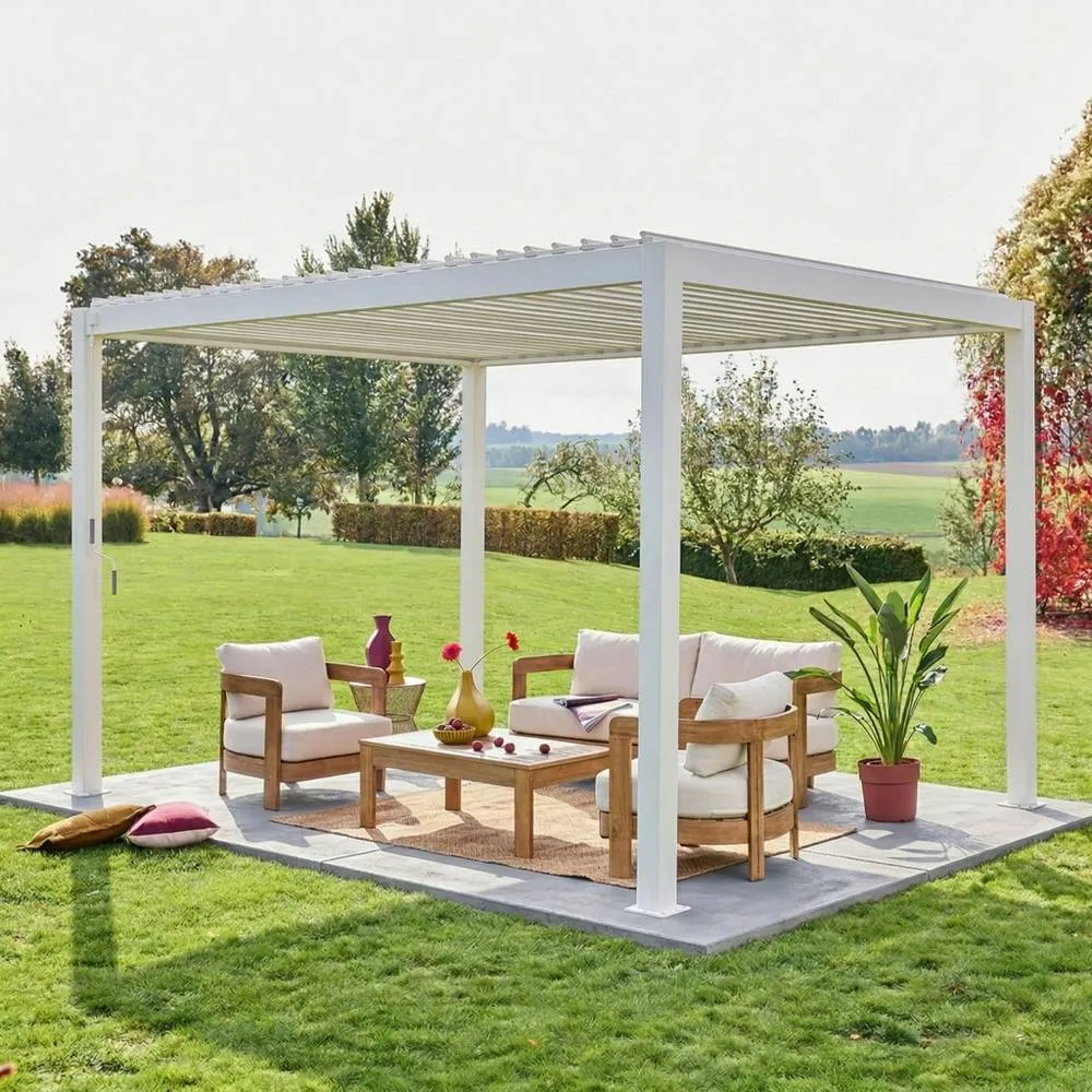sweeek Louvered Pergola Aluminium 4 X 3m in White 3
