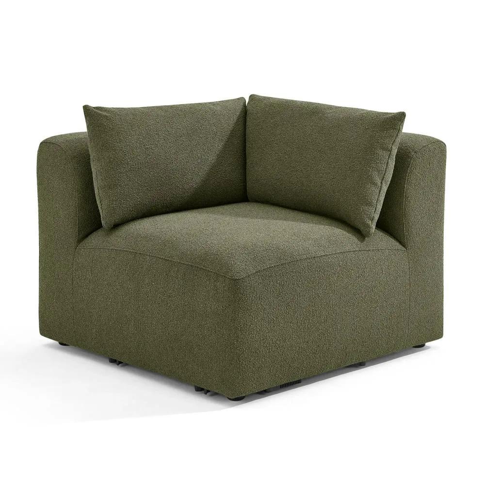 FurnitureboxUK Drift Boucle Corner Section Armchair for Modular Sofa in Green 6