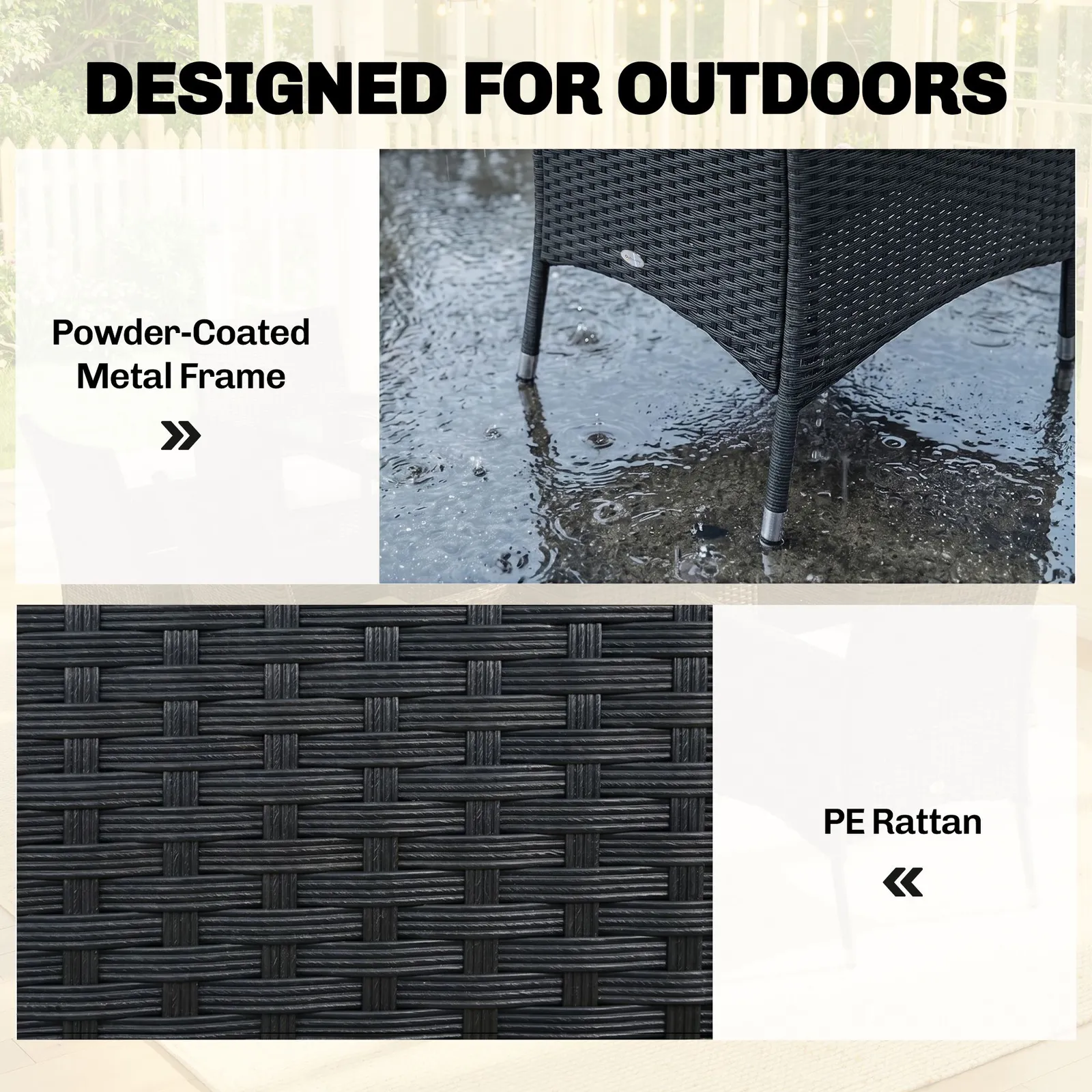 OUTSUNNY 7pc Rattan Garden Furniture Dining Set Wicker Patio Conservatory in Black 6