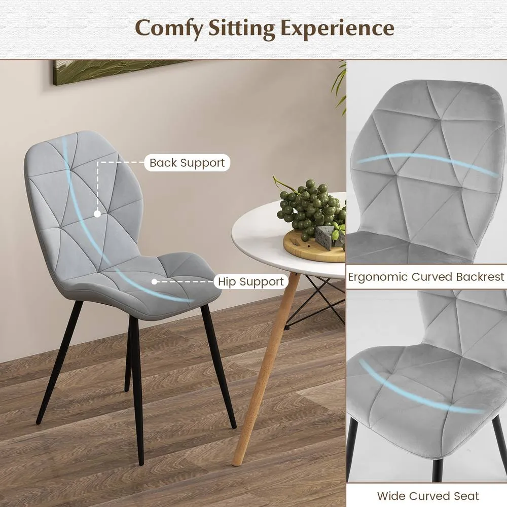Costway Upholstered Dining Chair Set of 4 Modern Kitchen Chair-Grey in Grey 6