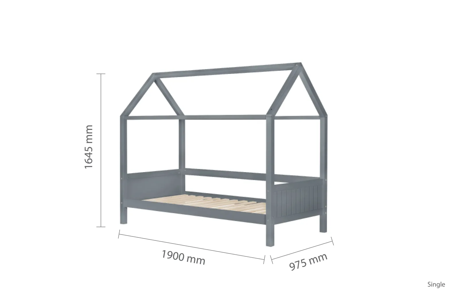 Birlea Home Bed Children's Wooden Bed Frame in Grey 6