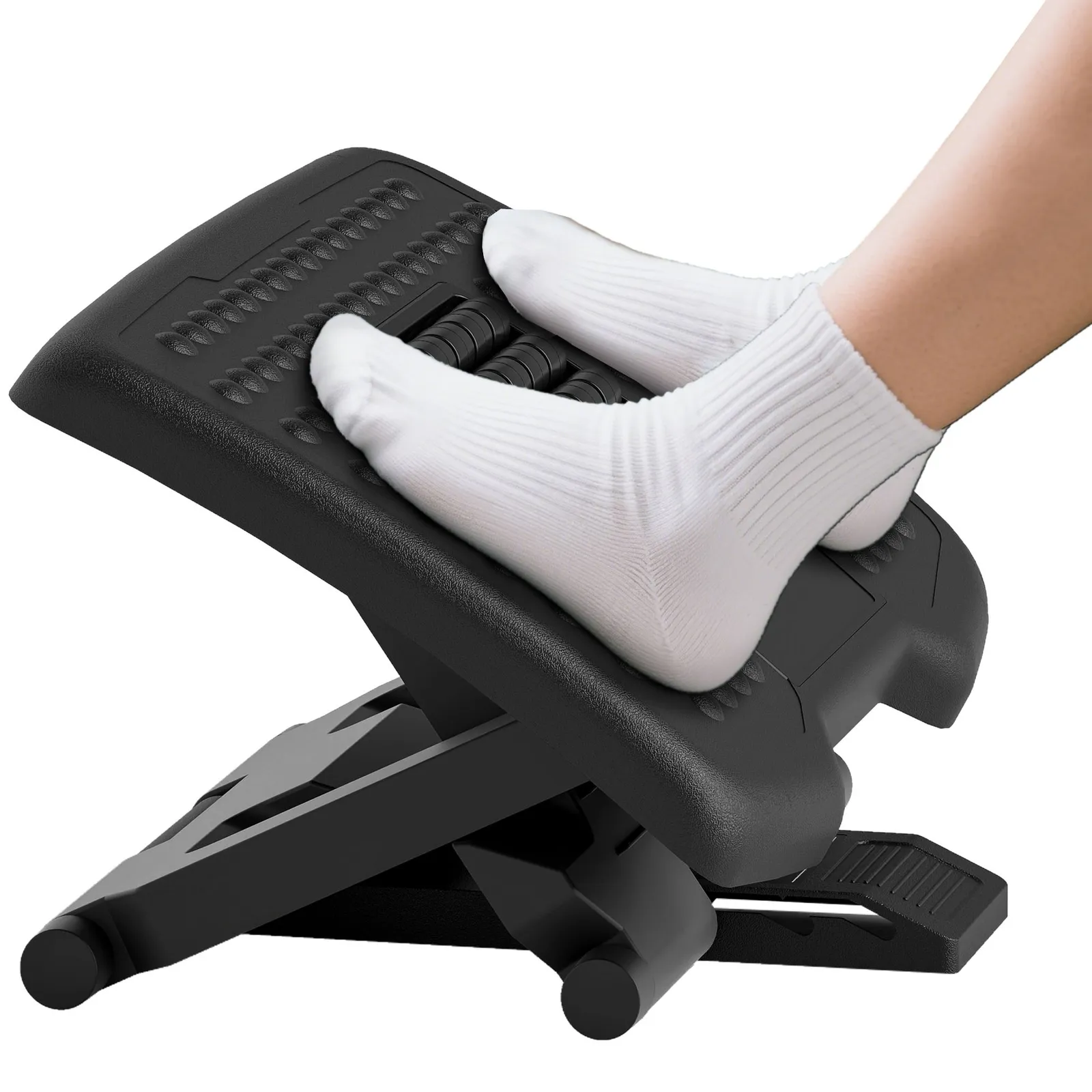 HOMCOM Rest for Under Desk with Massage Function, Adjustable Angle & Height in Black 2