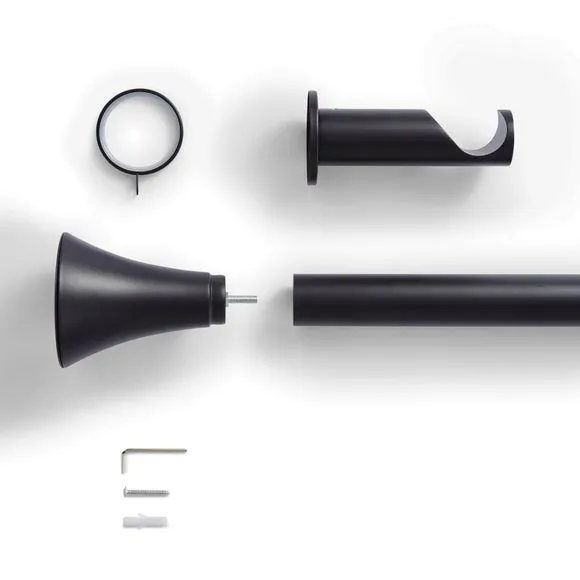 Flush Trumpet Fixed Metal Curtain Pole with Rings 2