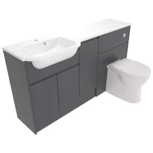 Deccado Clifton Charcoal Grey Left Hand 1500mm Fitted Vanity & Toilet Pan Unit Combination with Left Hand Basin 2