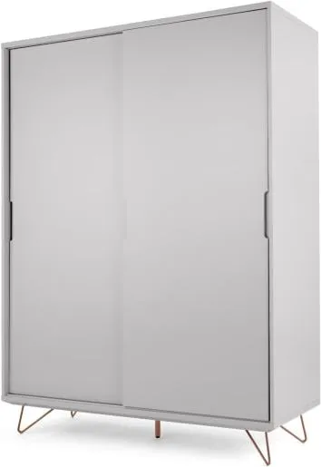 Elona Sliding Wardrobe, Grey & Copper