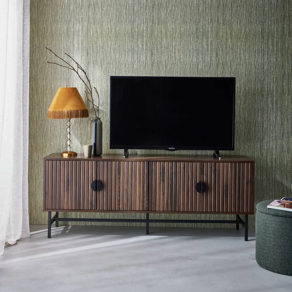 sweeek 157.5cm Tv Unit Wooden Effect 4 Doors in Dark Brown 1