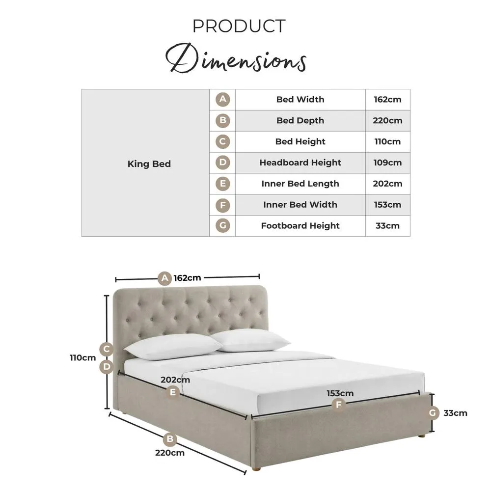 FurnitureboxUK Hayden Beige Fabric Ottoman Bed Frame 2