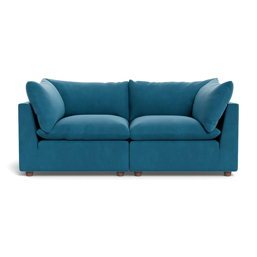 Heal's Astrid 3 Seater Sofa Smart Velvet Ocean Walnut Stained Beech Feet 1