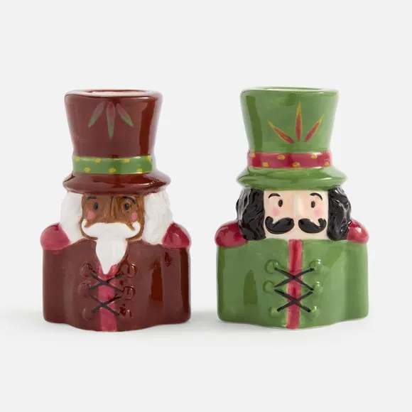 Set of 2 Nutcracker Ceramic Candlestick Holders 3