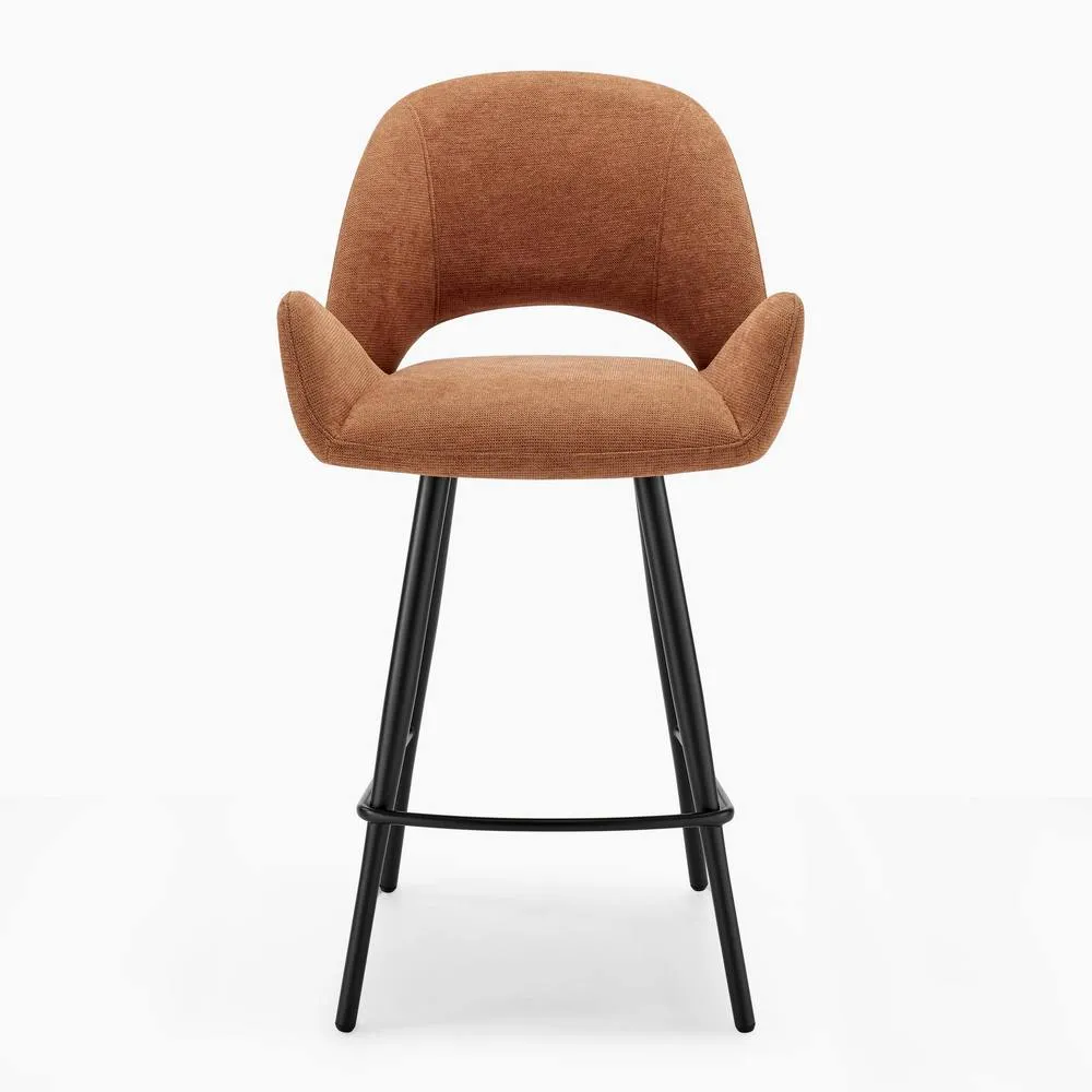 FurnitureboxUK 2x Layla Terracotta Orange Fabric Bar Chairs 4