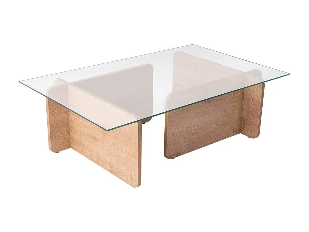 Vente-unique Tempered Glass Coffee Table - Light Natural & Transparent - AZRA in Clear 6