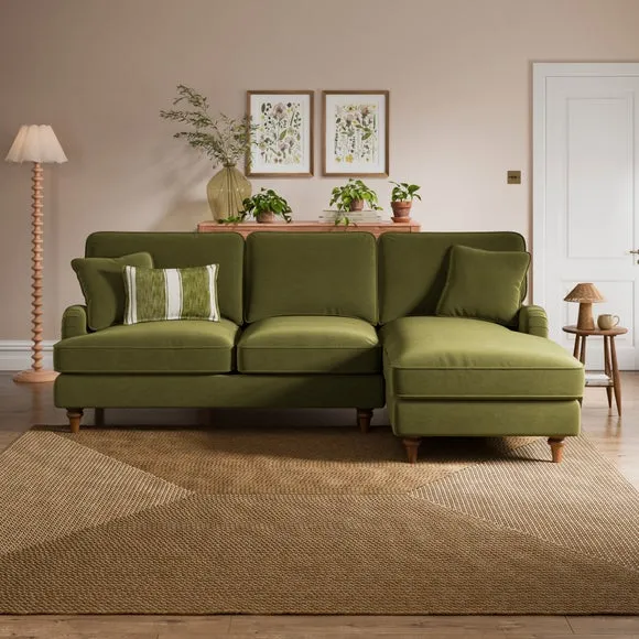Beatrice II Velvet Corner Chaise Sofa 1