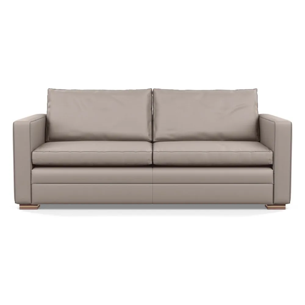 Heal's Palermo 3 Seater Sofa Leather Grain Light Grey 060 Brass and Walnut Feet 1