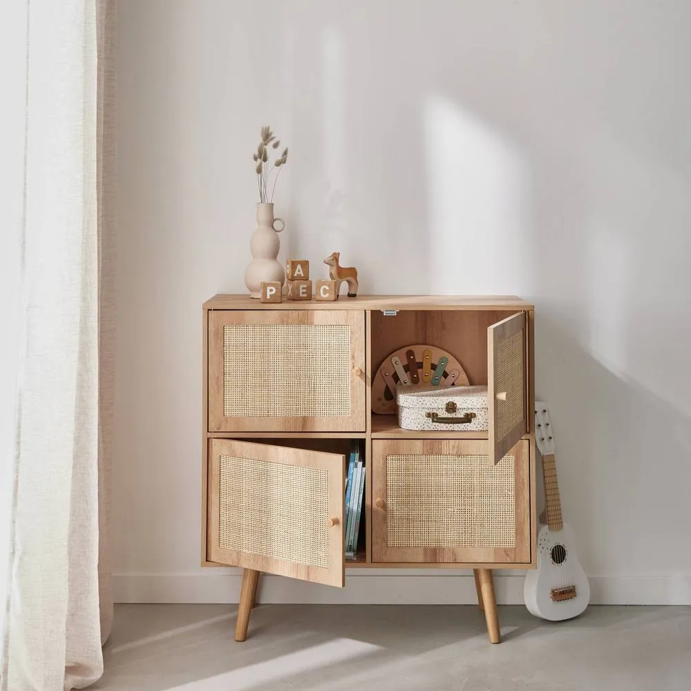 sweeek Children's 4-door chest of drawers with wood effect in Beige 4