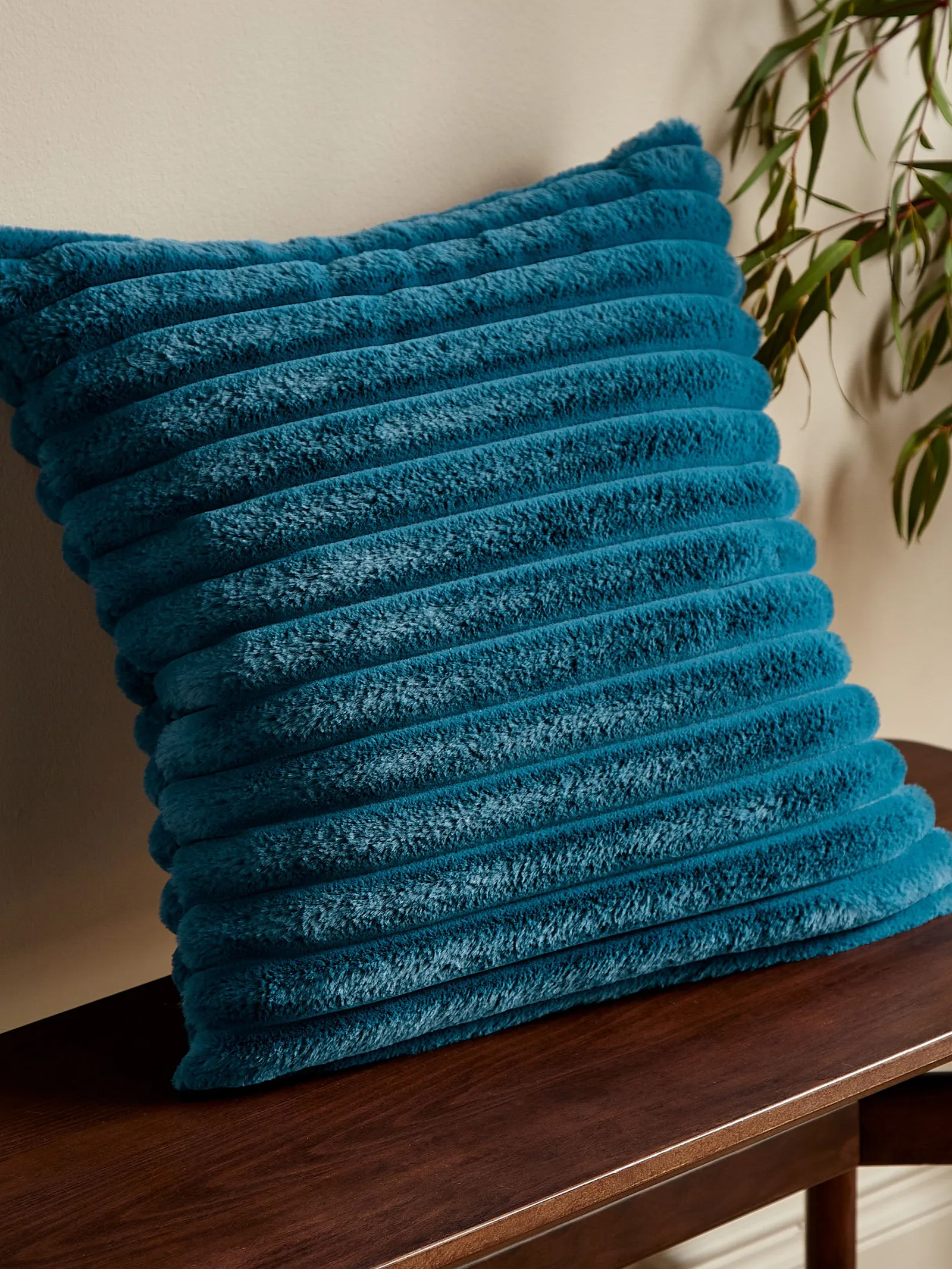 Catherine Lansfield 'Cosy Ribbed' Cushion in Teal 1