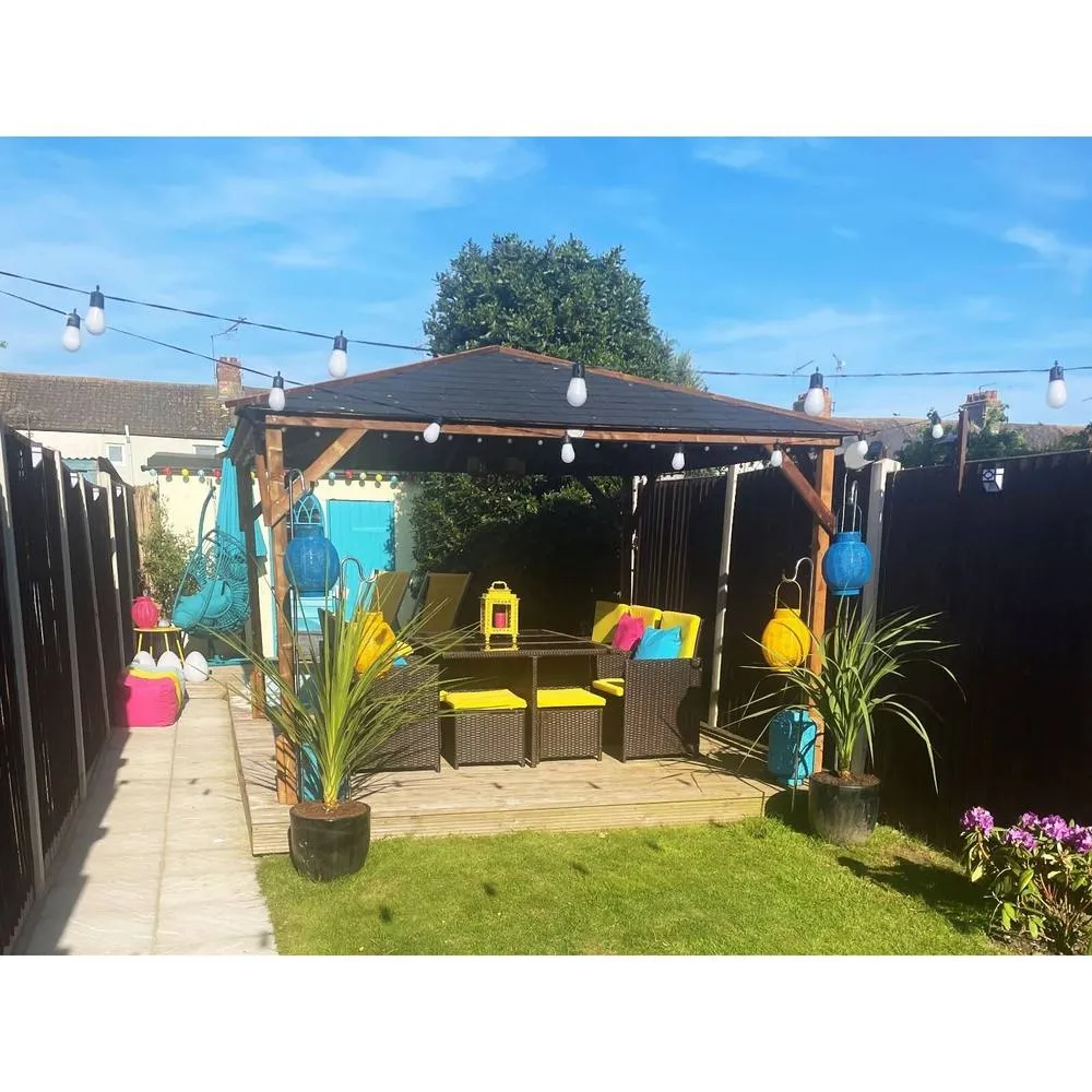 Dunster House Wooden Gazebo 3x3m Heavy Duty Pressure Treated Superfelt Utopia 300 in Brown 6