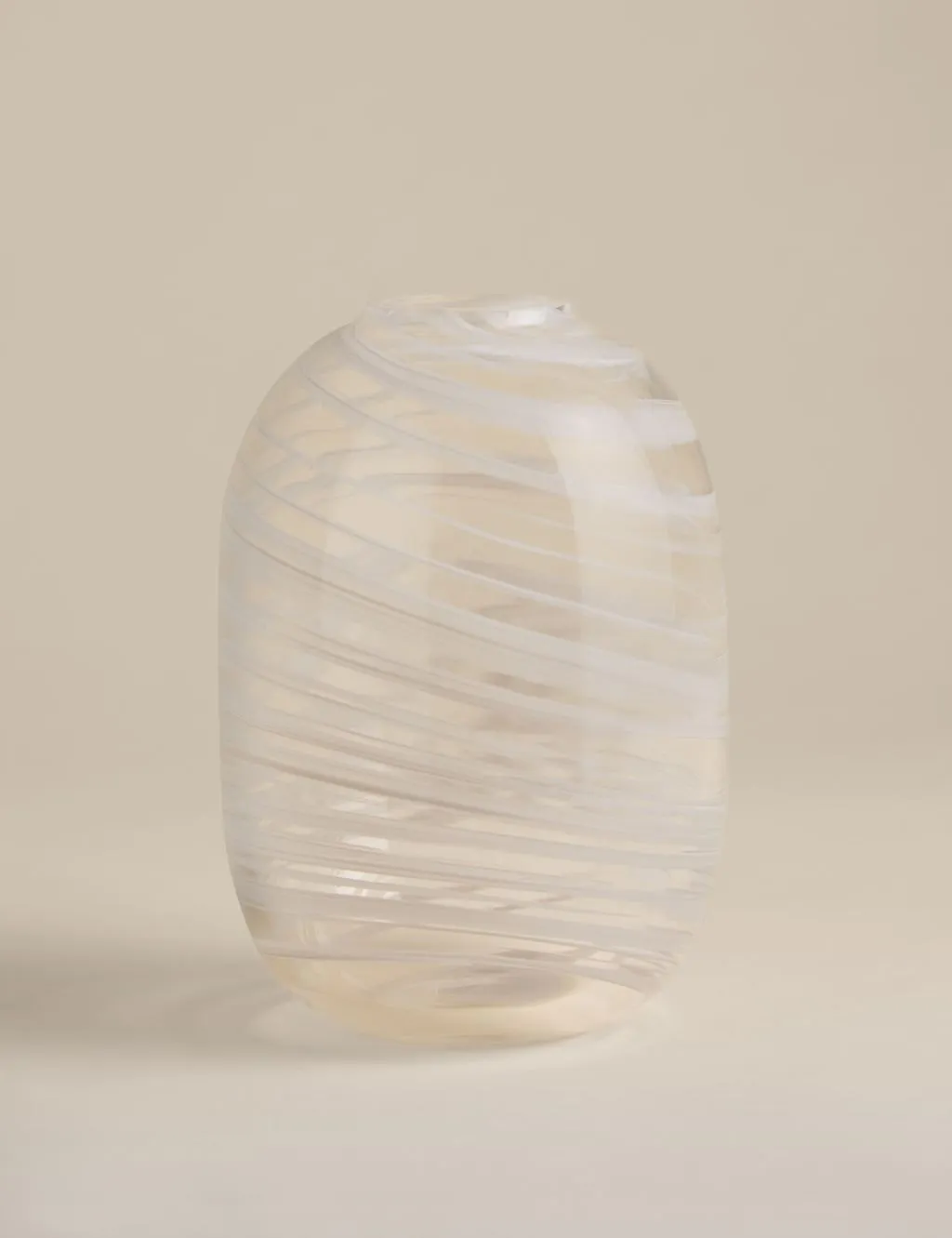 M&S Medium Swirl Glass Vase Beige