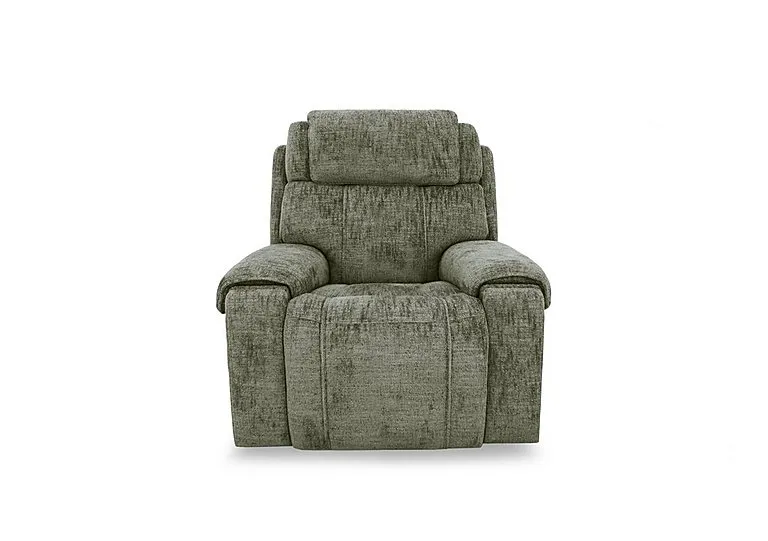 Hollywood Fabric Power Recliner Chair with Power Headrest and Storage Arms - Olive Green