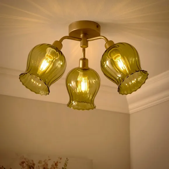 Peony 3 Light Semi Flush Ceiling Light 2