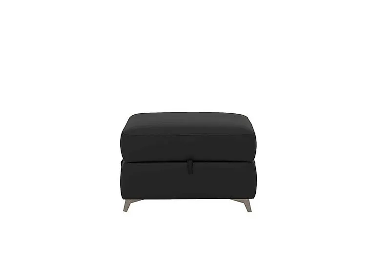 Missouri Leather Storage Footstool - Classic Black