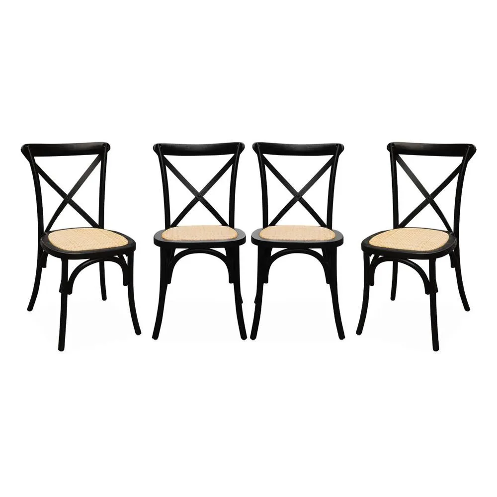 sweeek Set of 4 vintage wooden bistro chairs in Black 2