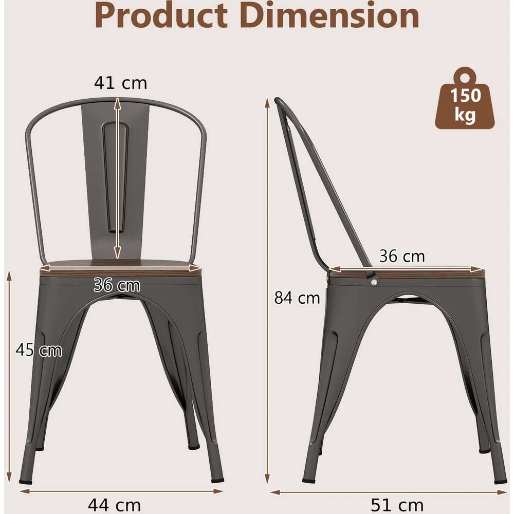 Costway Set of 4 Stackable Kitchen Side Chairs - Grey 5
